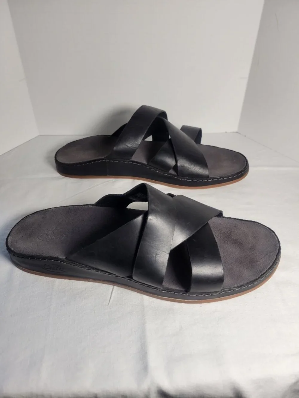 Chaco Wayfarer Black Leather Slide Sandals Women's 11 EU 42